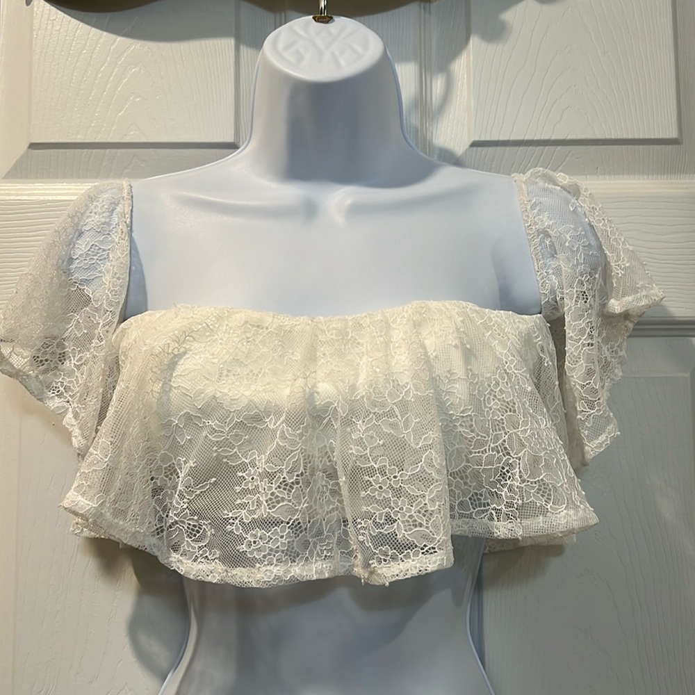 Michael Costello x Revolve cropped white top size S